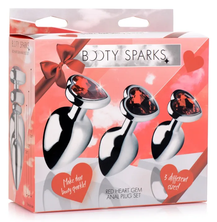 Anal | XR Brands Booty Sparks Red Heart Gem Anal Plug Set