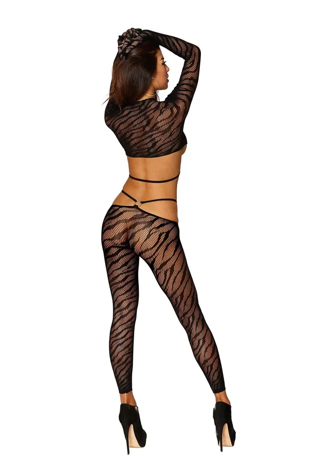 Bodystockings & Playsuits | Ls Bralette and Legging - One Size - Black - Dreamgirl