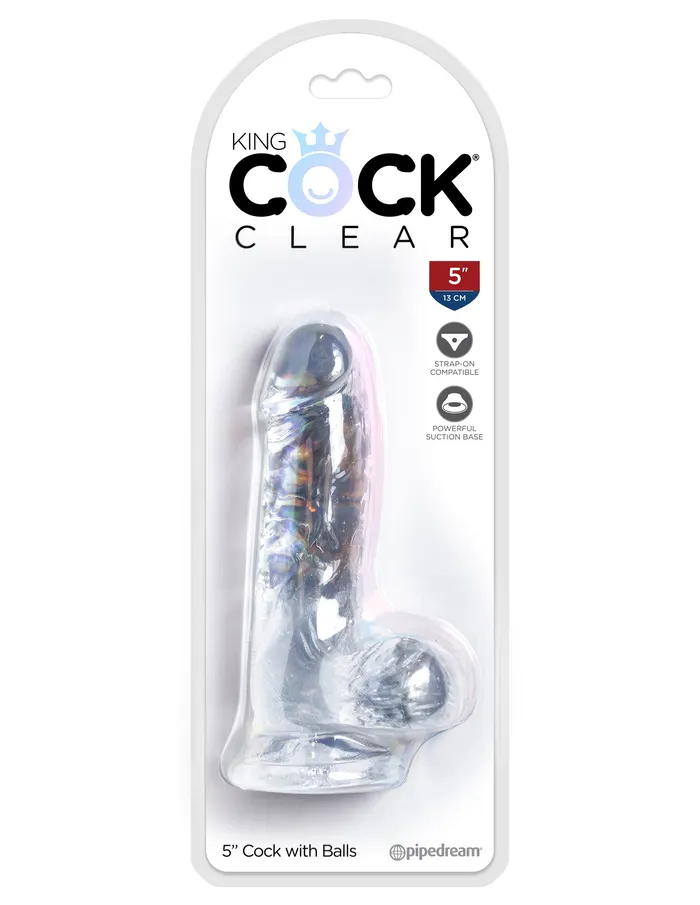 Dildos King Cock Clear 5 Inch Cock With Balls Pipedream