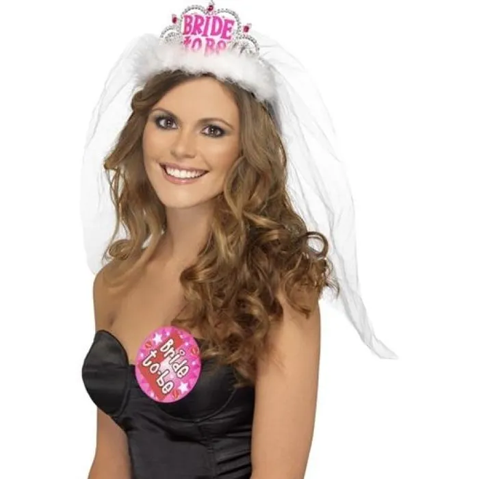 Fever Lingerie Couples | Bride to Be Tiara With Veil - White Fever Lingerie Couples | Bride to Be Tiara With Veil - White