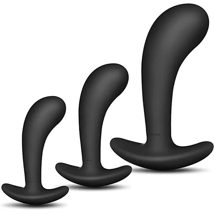 Lovetoyshub Anal 3 PC Silicone Anal Plug Training Set With Flared Base