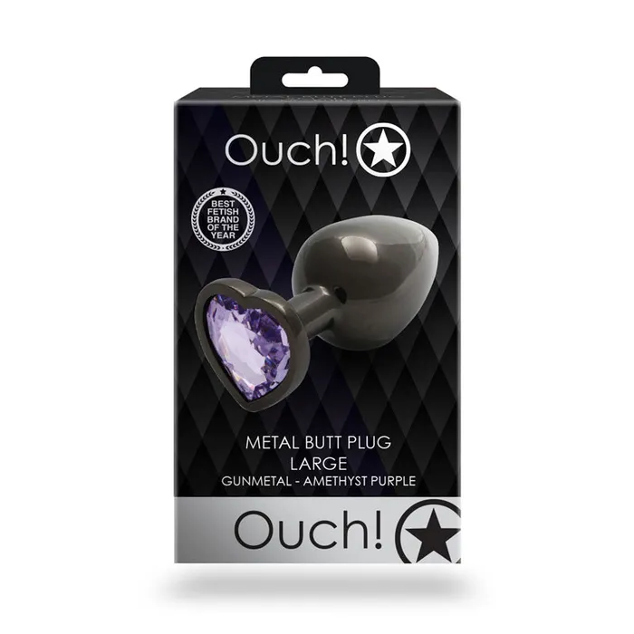 OUCH Heart Gem Gunmetal Butt Plug Largeou813gun Shots Toys Anal