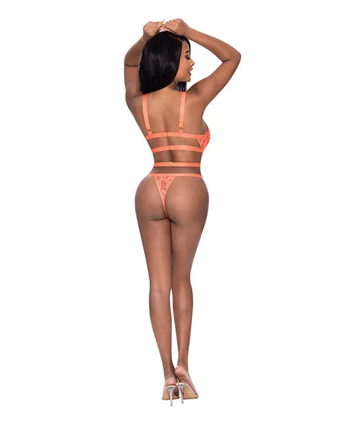 Rude Awakening Strappy Teddy Orange | Magic Moments Int'l Vibrators