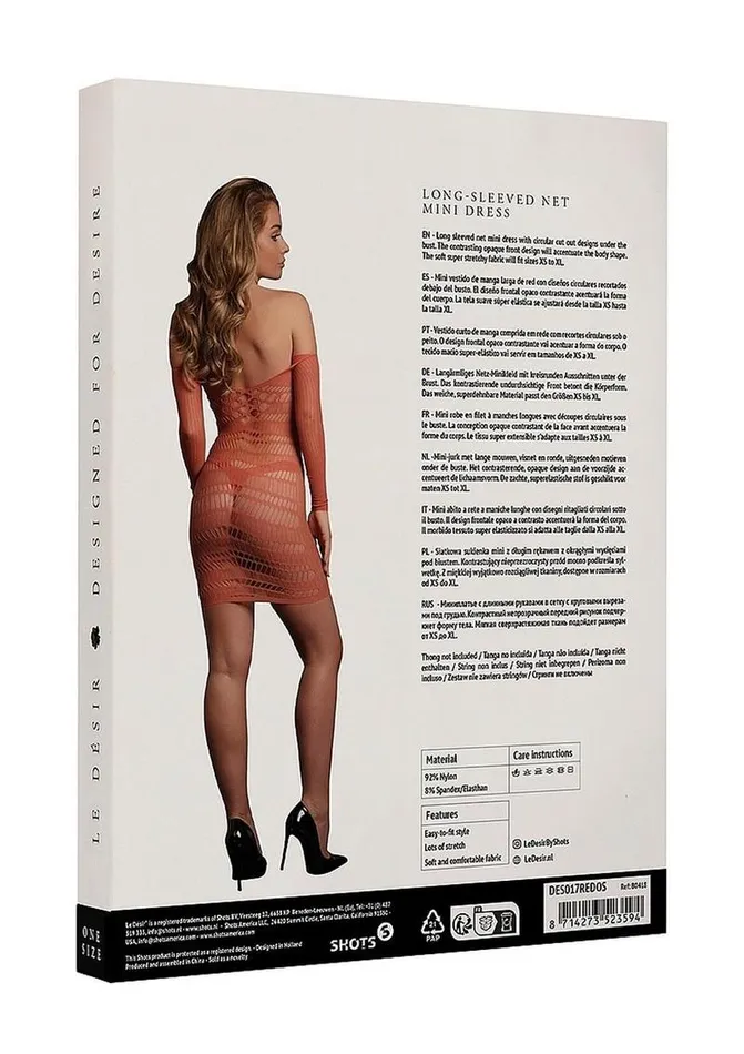 Le Desir Female Sex Toys Le Desir Long Sleeved Net Mini Dress One Size Sunset Glow Le Desir Female Sex Toys Le Desir Long Sleeved Net Mini Dress One Size Sunset Glow
