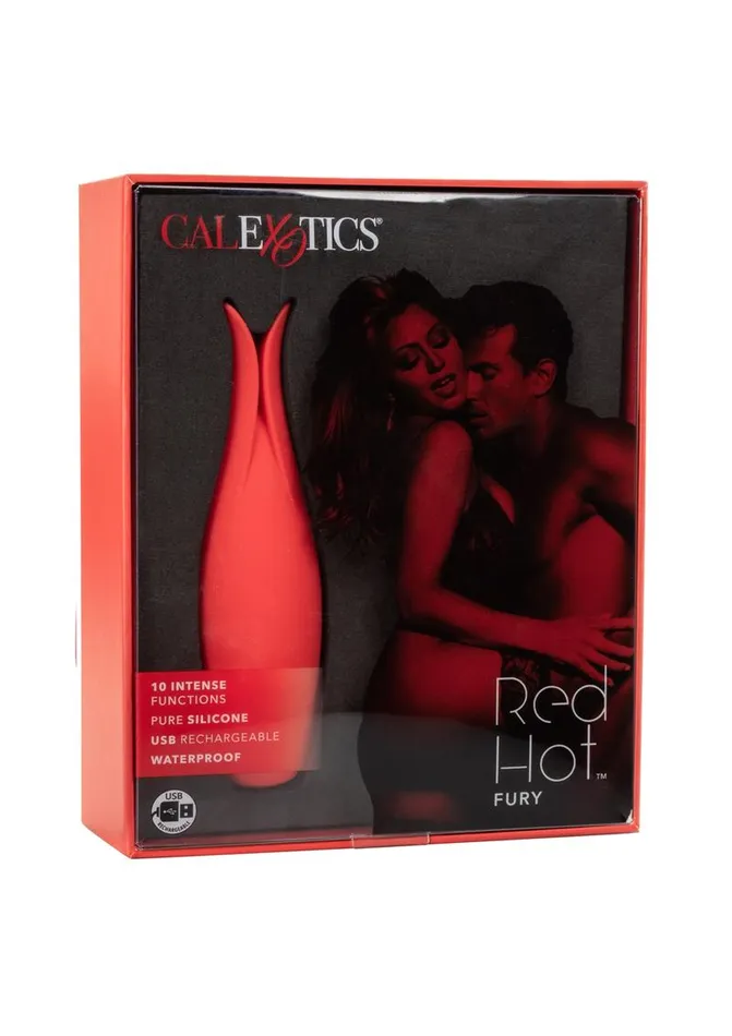 Red Hot Female Sex Toys Red Hot Fury Rechargeable Silicone Vibrator with Clitoral Stimulation