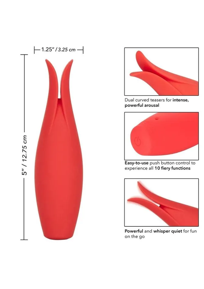 Red Hot Female Sex Toys Red Hot Fury Rechargeable Silicone Vibrator with Clitoral Stimulation