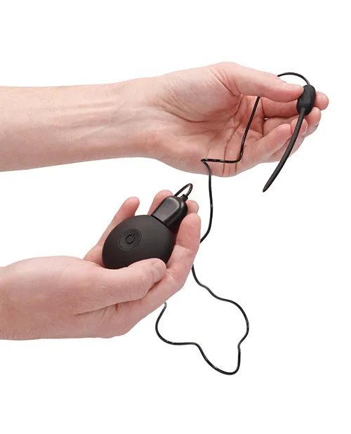 Shots Ouch Urethral Sounding Silicone Rechargeable Remote Controlled Vibrating Plug Black Shots America LLC Anal