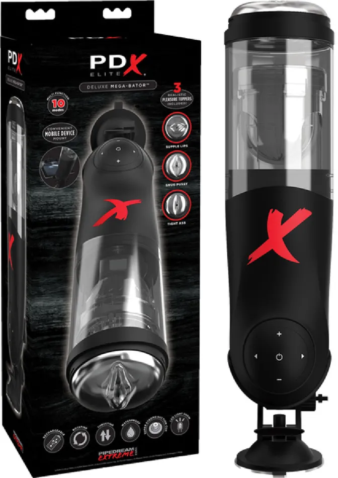 Pipedreams Male Sex Toys Deluxe MegaBator Hands Free Masturbator Sex Sucking Machine