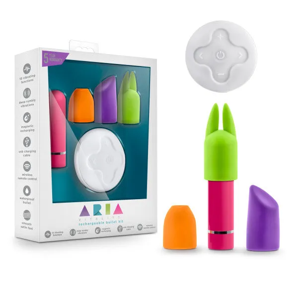 Aria Vitality Cerise Bullet Kit Rechargeable With Remote Blush Novelties Female Sex Toys
