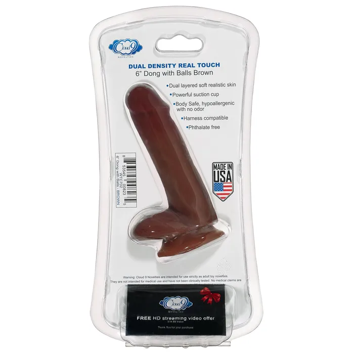 Cloud 9 Novelties Dildos Cloud 9 Dual Density Real Touch 6in With Balls Brown