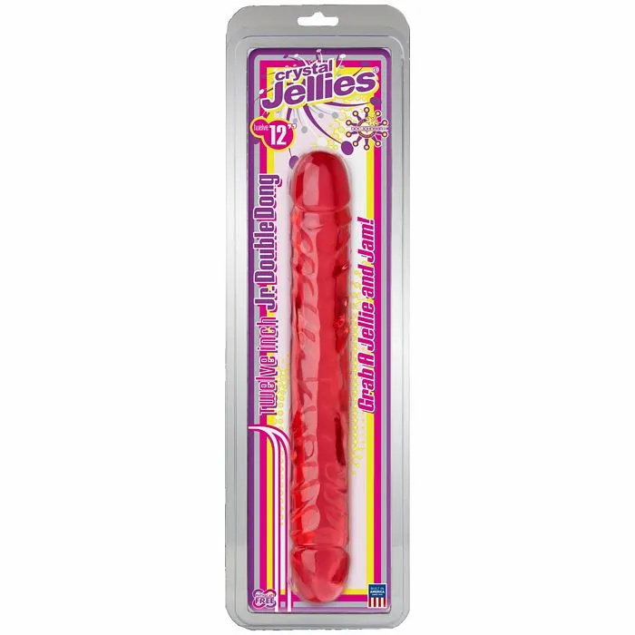 Dildos Crystal Jellies Jr Double Dong Pink 12in Doc Johnson Novelties